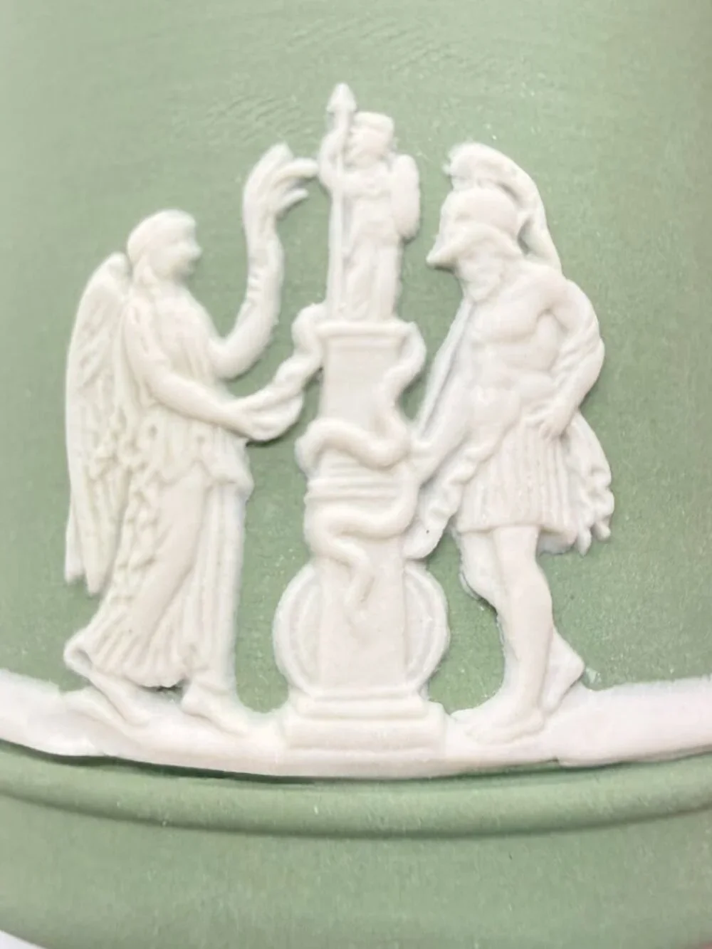 Vintage Wedgwood Sage Celadon Green Jasperware Demitasse Espresso Cup & Saucer